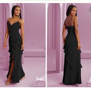Barbie AZAZIE 1038 Black Sheath Chiffon bridesmaid dress